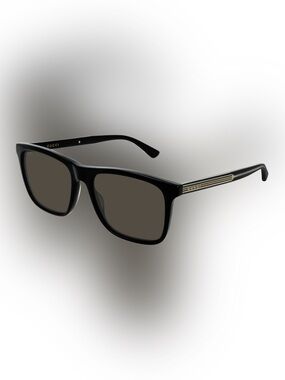 Gucci Black Sunglasses with Subtle Gold Stripe Accent